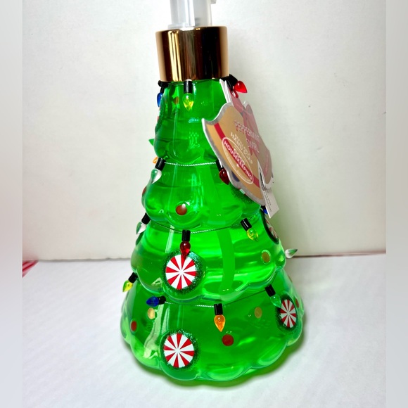 Green Christmas Tree Liquid Soap Holiday Lights Peppermint Candy - Picture 2 of 9